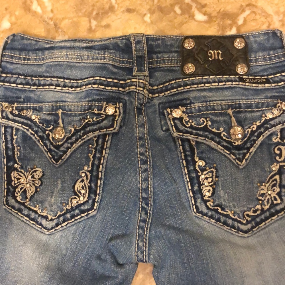 Girls Miss Me blue jeans with rhinestone